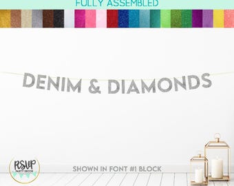 Denim & Diamonds Banner, Denim Bachelorette Party Decor, Denim Bridal Shower Banner, Denim and Diamonds Bachelorette Party Decorations