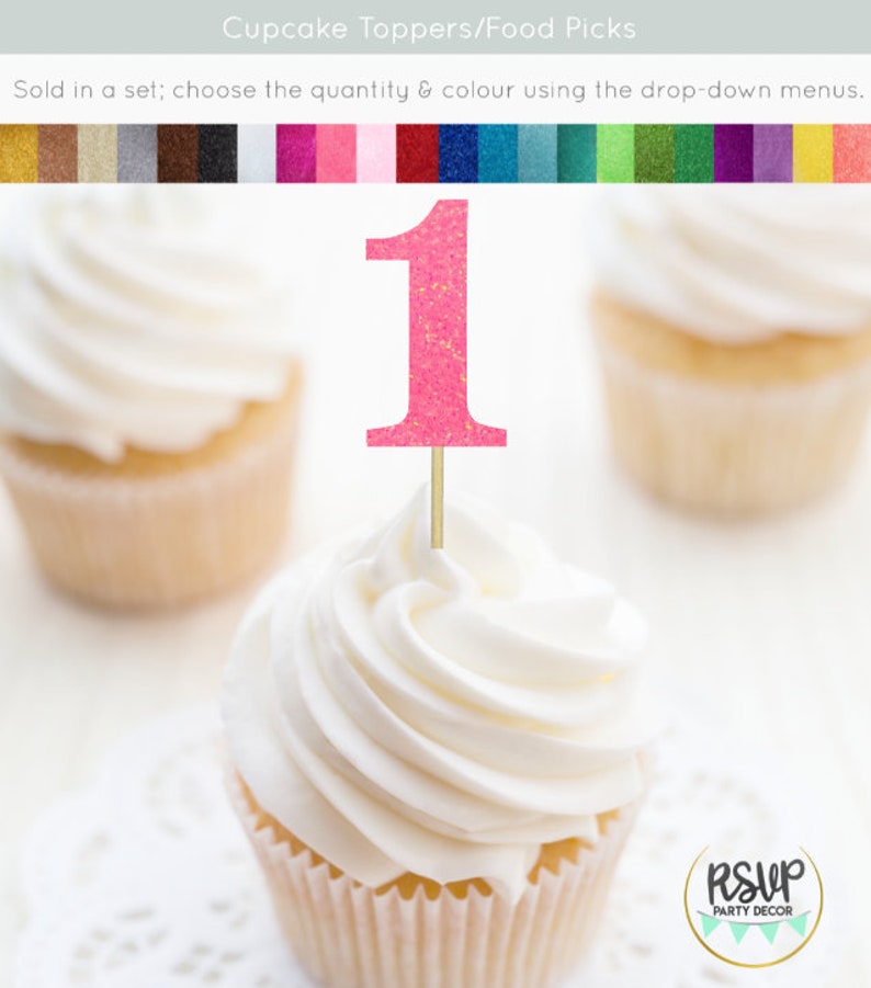 1 Cupcake Toppers 1 Food Picks One Cupcake Toppers First Etsy