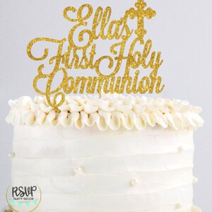 Custom First Holy Communion Cake Topper, First Communion Party Decorations, Personalized Communion Cake Topper, Holy Communion Party Decor image 2