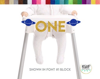 Planet One High Chair Banner, 1st Trip Around The Sun Party Decor, Space 1st Birthday Party Decor, Galaxy First Birthday High Chair Bunting