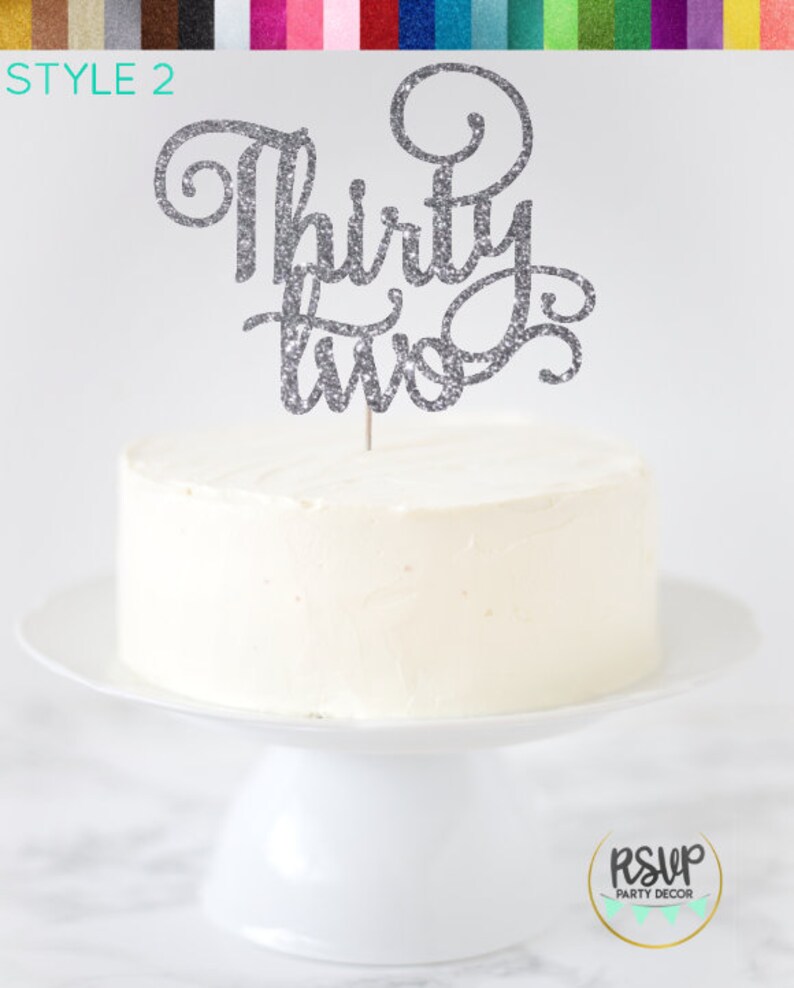 Word Thirty Two Thirty Two Cake Topper, 32 Cake Topper, Thirtytwo Cake Topper, Thirty ...