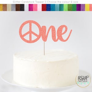 Peace One Cake Topper, Hippie 1st Birthday Cake Topper, 70&#39;s Themed 1st Birthday Party Decor, Groovy 1st Birthday Decor, Retro Cake Smash