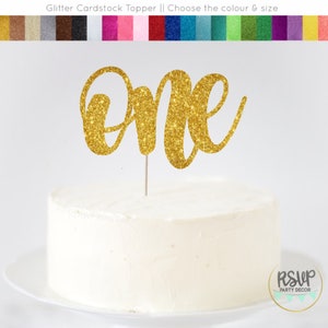 One Cake Topper, First Birthday Cake Topper, Glitter First Birthday Decor, 1st Birthday Cake Topper, 1 Cake Topper, Number One Cake Topper image 2