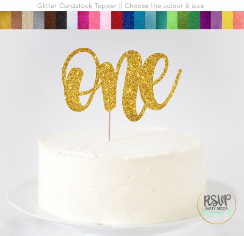 One Cake Topper, First Birthday Cake Topper, Glitter First Birthday Decor, 1st Birthday Cake Topper, 1 Cake Topper, Number One Cake Topper image 2