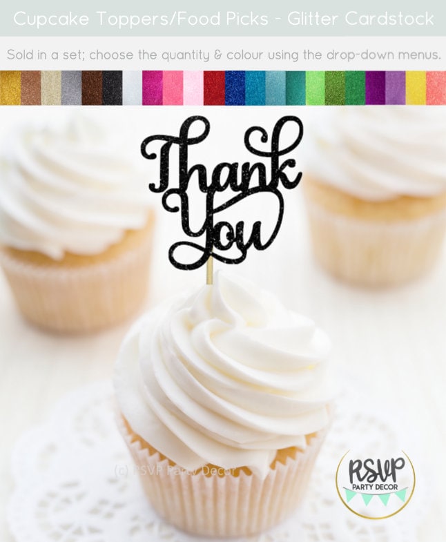Thank You Cupcake Toppers Wedding Favor Cupcake Toppers Etsy