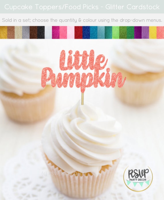 Little Pumpkin Cupcake Toppers, Pumpkin Food Picks, Fall 1st Birthday Decor, Fall Baby Shower Party Decorations, Halloween Cupcake Toppers Il_570xn