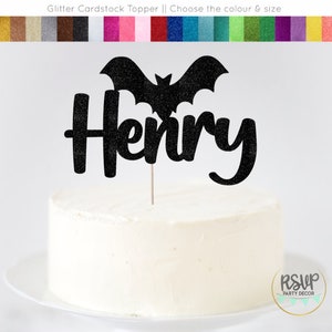 Custom Bat Cake Topper, Halloween Birthday Cake Topper, Halloween Birthday Party Decorations, Vampire Party Decorations for Birthday