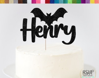 Custom Bat Cake Topper, Halloween Birthday Cake Topper, Halloween Birthday Party Decorations, Vampire Party Decorations for Birthday