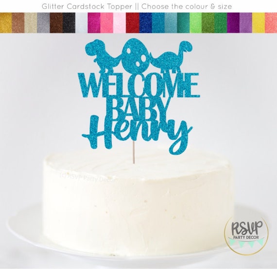 Custom Dinosaur Baby Name Cake Topper, Dinosaur Baby Shower