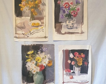 Tea Towels, flower still life, individual or set of four