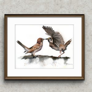 Original Watercolor Sparrow Painting – Hand-Painted Bird Art – Nature Wall Decor