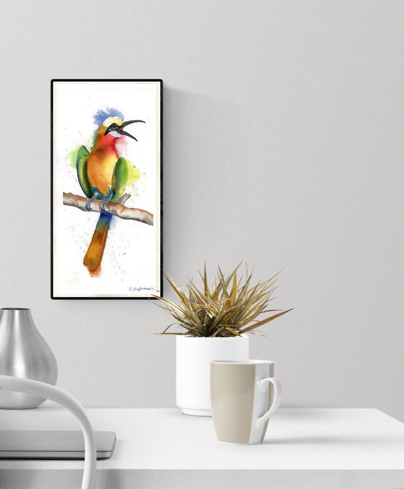 Bee eater painting Original Watercolor Colorful bird wall art Etsy