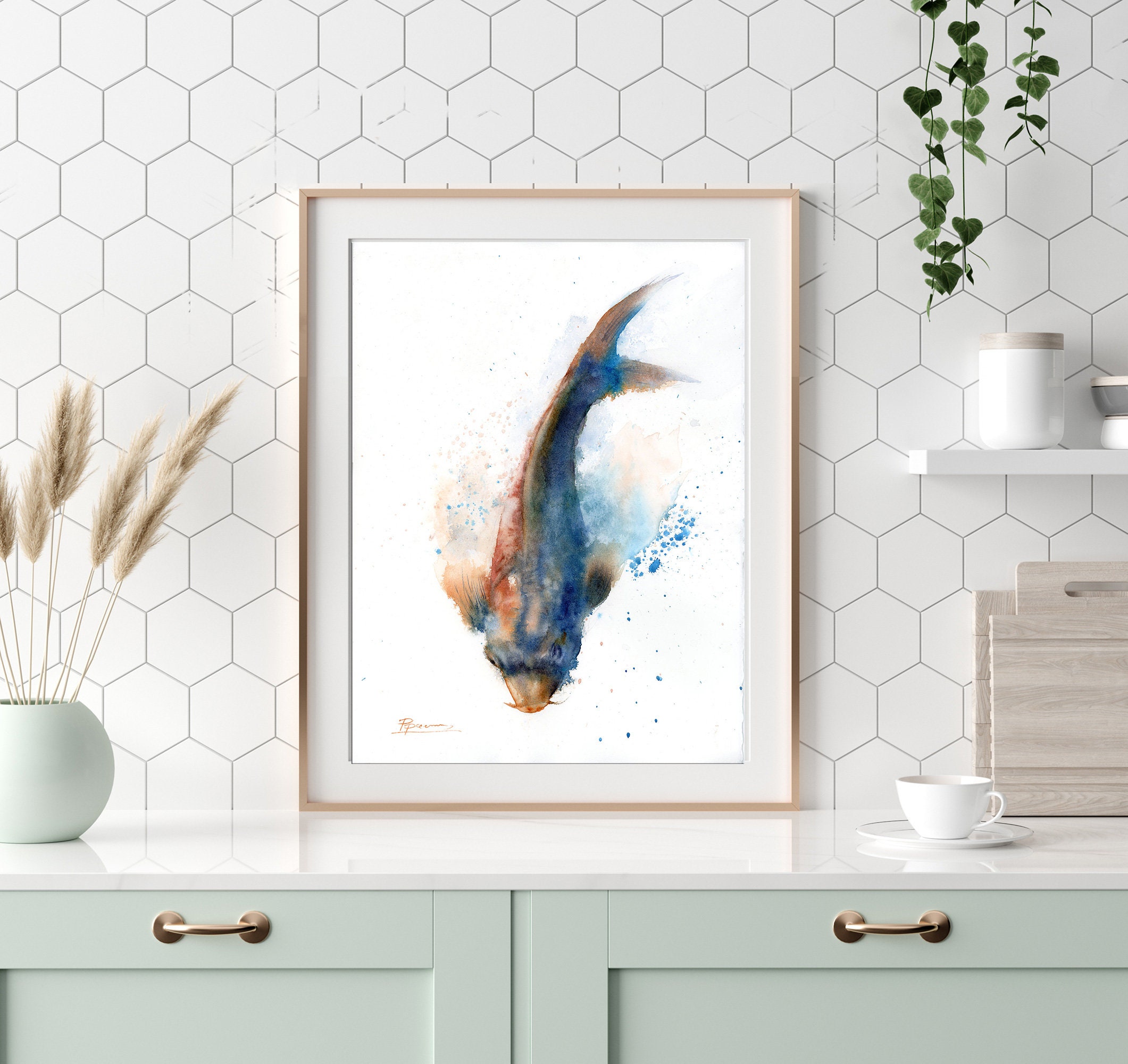 KOI Fish painting Original watercolor underwater artwork | Etsy
