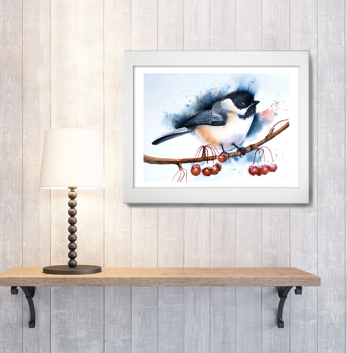 Chickadee painting Original Watercolor Winter bird Wall art Etsy