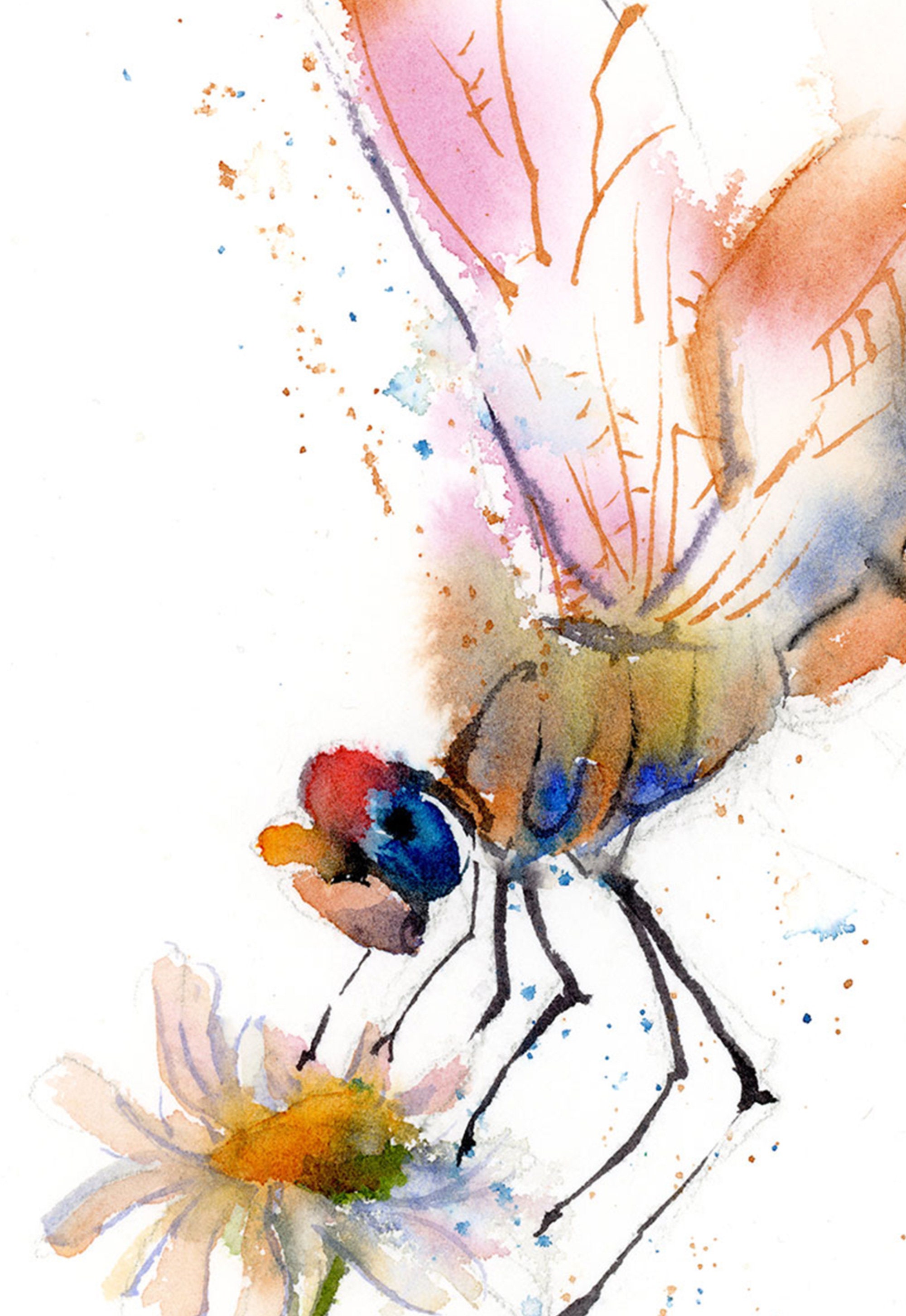 Dragonfly art Original watercolor painting Little Watercolor Etsy