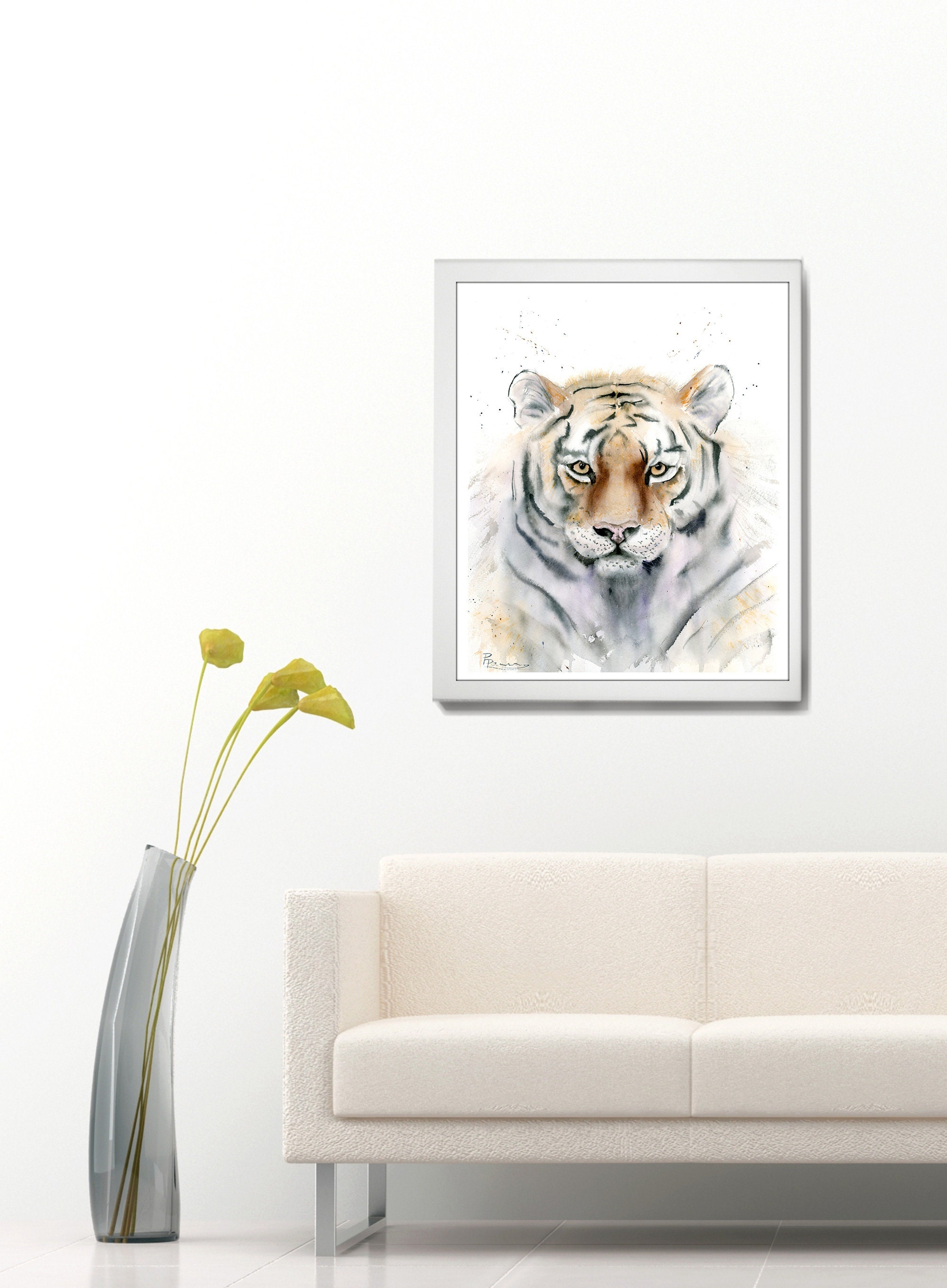 Watercolor Tiger Painting Original art Wild animal portrait | Etsy