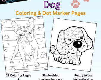 Dog Coloring & Dot Marker Pages • 31 Printable PDF Sheets • Kids Activity Pack