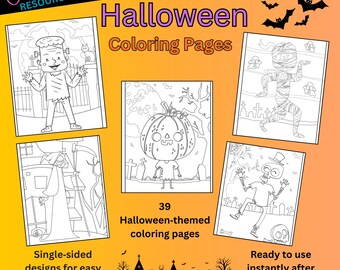 Halloween Coloring Pages for Kids • 39 Printable PDF Sheets (Digital Download)