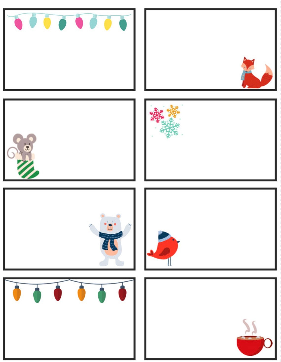 Printable Christmas Lunch Notes, Winter Lunch Box Notes, Lunch Box