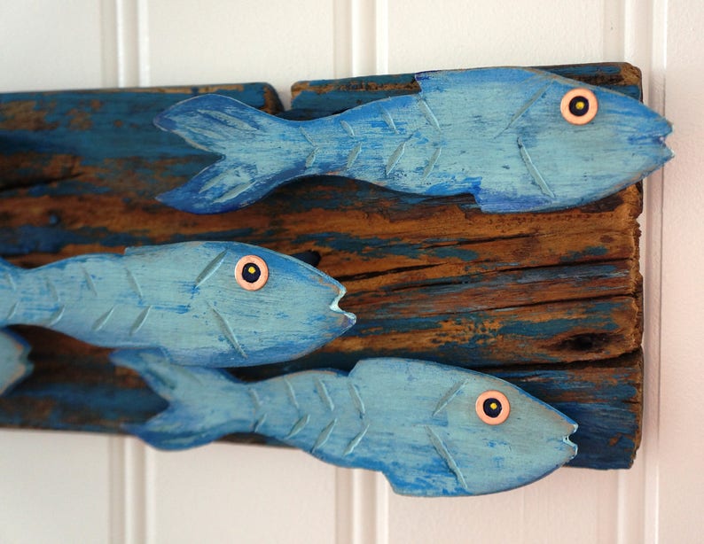 School of Fish Wall Art Hand Made Painted Wood Fish on Etsy