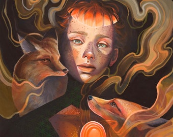 Woman with Foxes