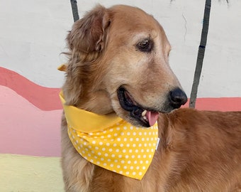 Sunny Summer Yellow Polka Dots Dog Bandana