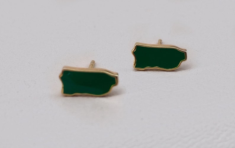 Puerto Rico Map 18K Gold Plated Earrings image 3