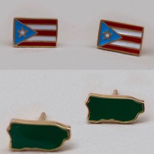 Puerto Rico Map 18K Gold Plated Earrings image 5