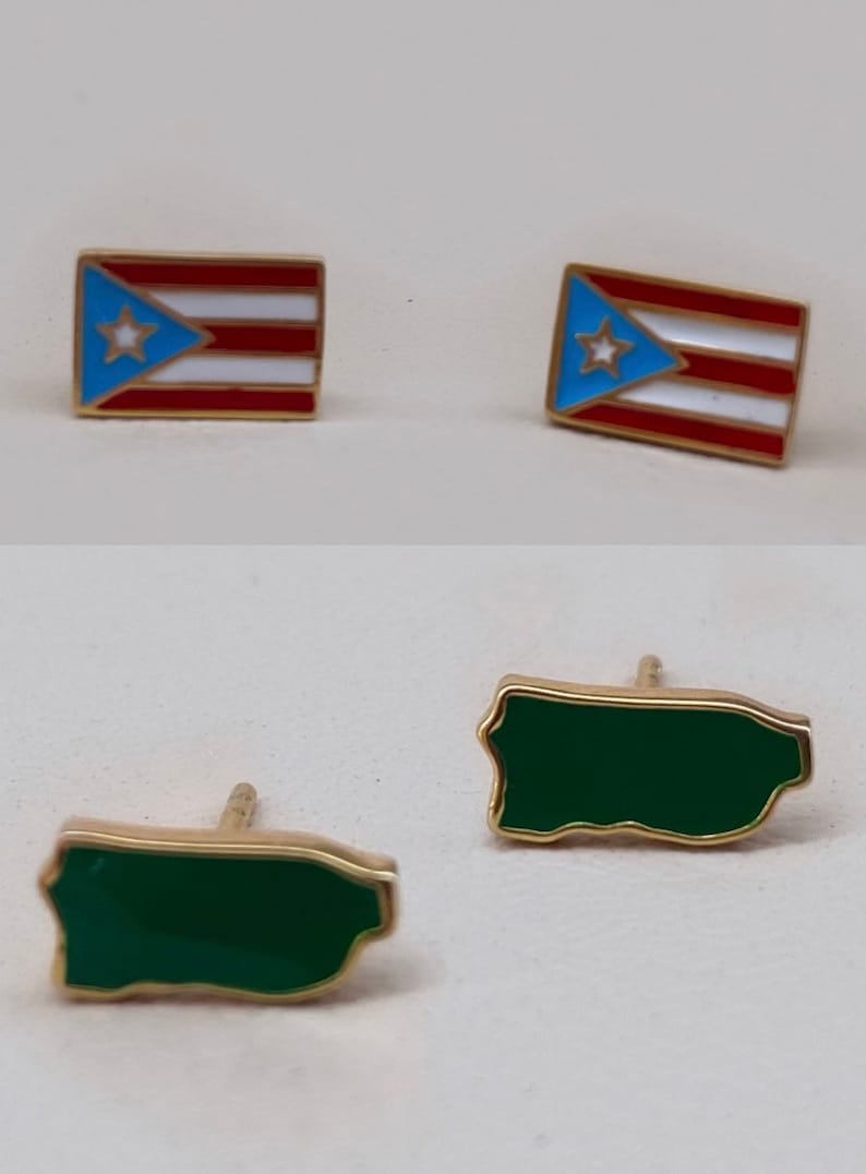 Puerto Rico Map 18K Gold Plated Earrings image 5