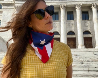 Boricua Flag To Go // Bandana Boricua Royal Blue // Neck-Wrist-Arm Cuff // Bandana para Muñeca y Brazo