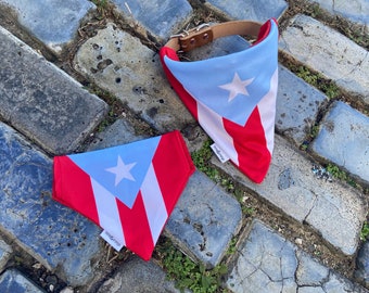 OVER THE COLLAR Dog Bandana // Azul Cielo Boricua Bandana // Puerto Rican Flag // Original Blue