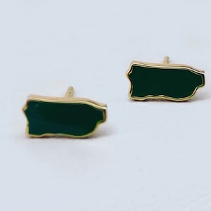 Puerto Rico Map 18K Gold Plated Earrings