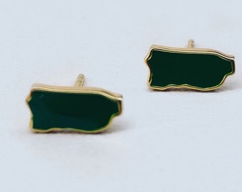 Puerto Rico Map 18K Gold Plated Earrings