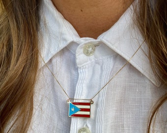 Puerto Rico Charms // 18K GOLD Plated Puerto Rico Flag Charm and Necklace