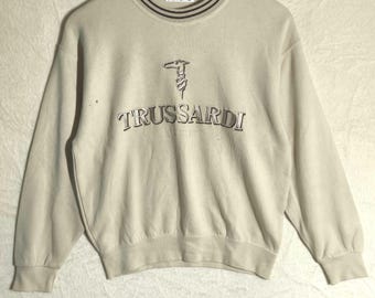 Vintage 90s Trussardi Sweatshirt Crewneck Embroidery Spellout Logo Jumper Pullover