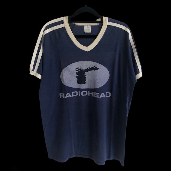 Vintage Radiohead Tour Navy Blue Football Style T-