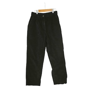 Pantalones de pana vintage LL Bean para mujer, negros, de talle alto, plisados, estilo mom jeans, estética gorpcore granolachirl
