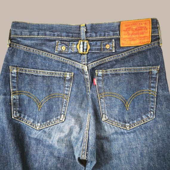 Vintage 90s BIG E Levis 702 XX Jeans Selvedge Denim Cinch Back Made in Japan W30