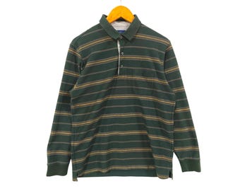 Vintage Golden Bear Jack Nicklaus Striped Long Sleeve Polo Shirt 90s Retro Golf Style