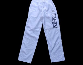Vintage Kappa Track Pants White 90s Streetwear Joggers Retro Sportswear Spell Out