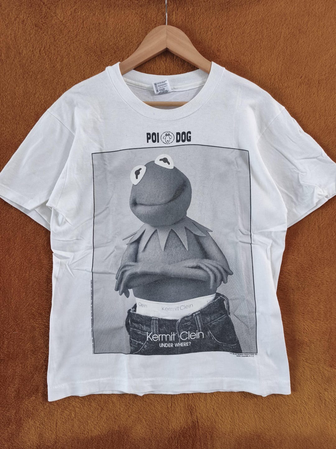 Vintage 90s Kermit Clein Under Where T-shirt | Rare Muppets Calvin