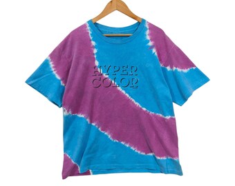 Vintage 90s Hypercolor Generra Shirt Blue Purple Color Change Tee | 1990s Retro Streetwear Boxy Single Stitch T-Shirt