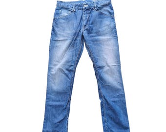 Takeo Kikuchi Jeans Distressed Denim Made in Japan Streetwear Japanese Designer Mens Fashion Retro Blue Denim Pants