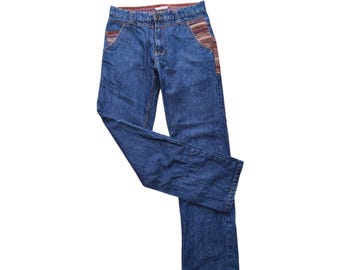 Jungle Storm Japan Crazy Pattern Denim Pants - Y2K Archive Street Style - Multi-Tone Pockets Japanese Streetwear