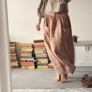 Women's linen skirt with buttons - altered length