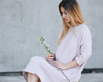 Vestido de lino de mujer de gran tamaño.