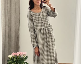 Women's linen MUMMY dress, long sleeve