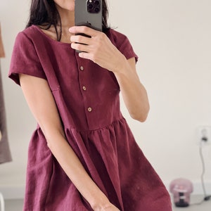 Women  linen MUMMY dress, short sleeve