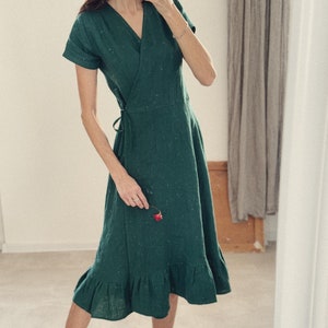 Women's linen dress EVELYN / wrap dress
