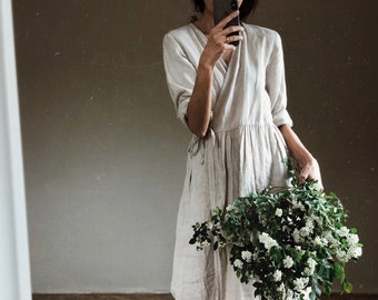 etsy linen wrap dress